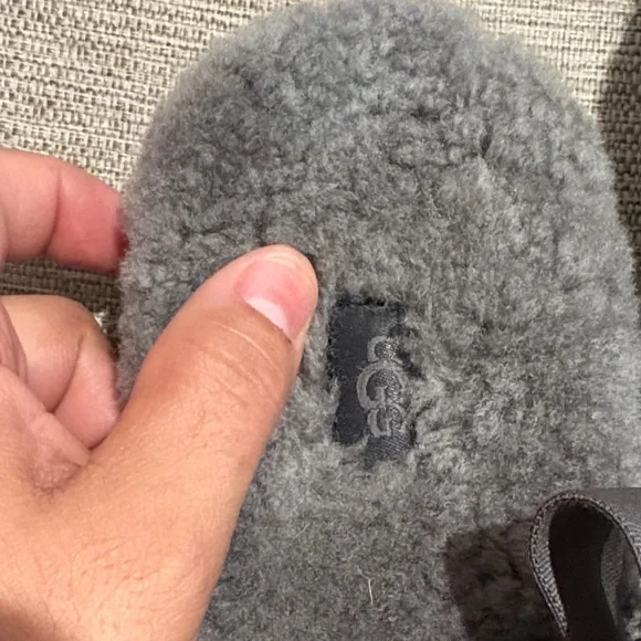 UGG Gray Fluffy Slippers - Picture 3 of 4